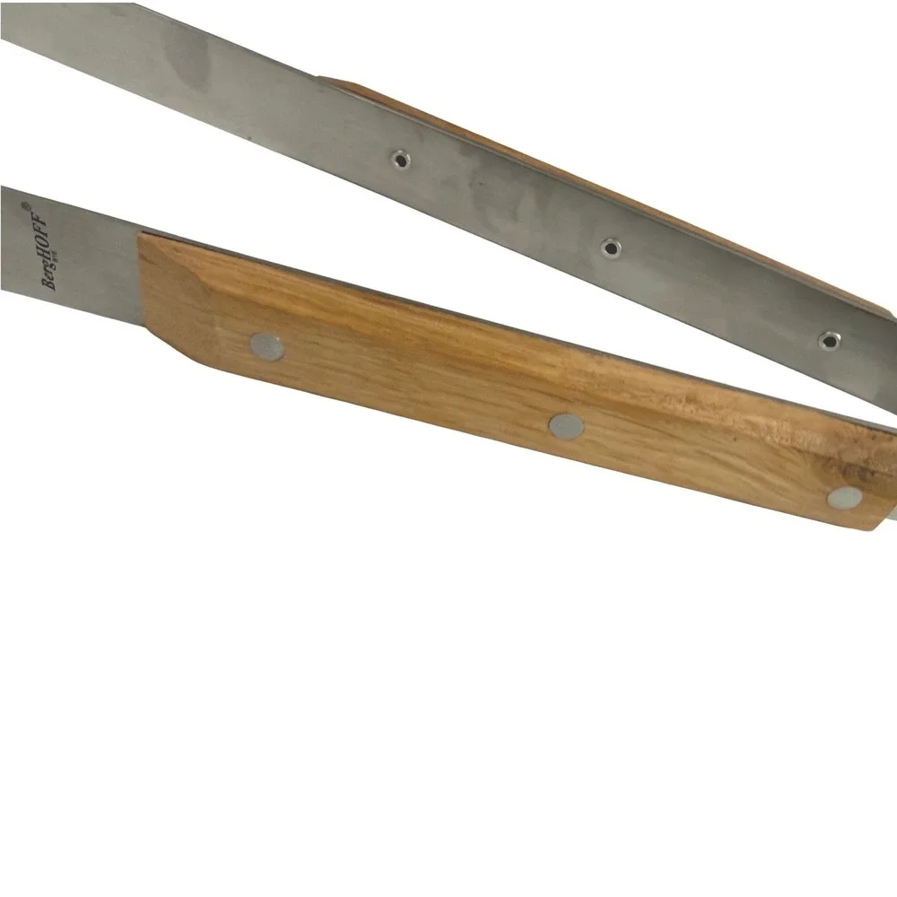 BergHOFF Stainless Steel BBQ Grill Tongs Wood Handle‎ Extra Long 15